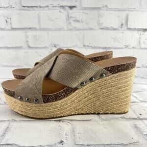 Lucky Brand LK-NEEKA Women's 10 M Platform Wedge Sandals Espadrilles Snakeskin